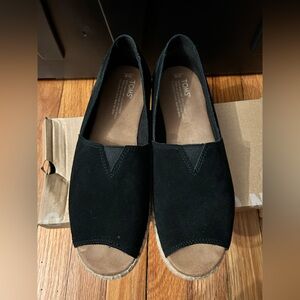 Toms Alpargata open toe in black suede